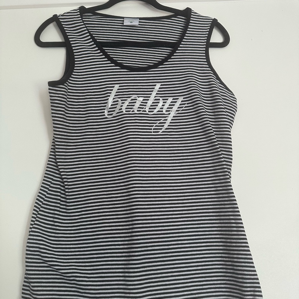 Motherhood Maternity size large Black and White Striped Tank Top